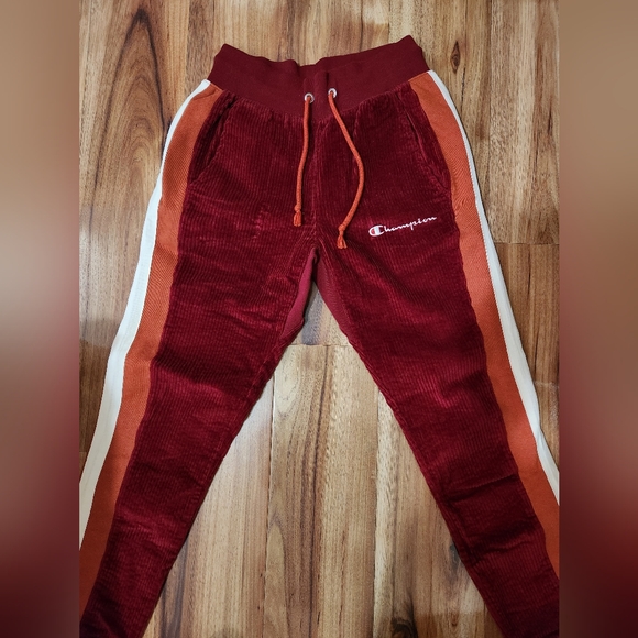 Champion Red Corduroy Joggers Mens Size Small - Picture 1 of 3